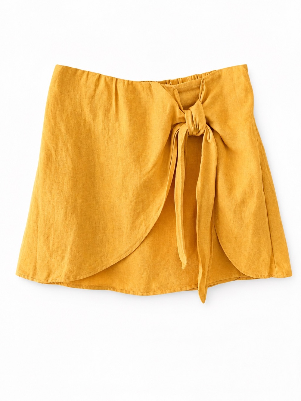 Zara Girls Linen Wrap Tie Skort Mustard Golden Yellow Summer Size 8